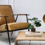 כורסא ראם דגם מדרה מתכת ועור חום